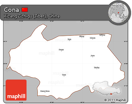 Gray Simple Map of Cona, cropped outside