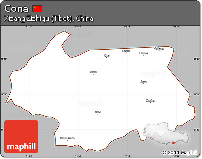 Gray Simple Map of Cona, cropped outside
