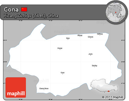 Gray Simple Map of Cona, single color outside