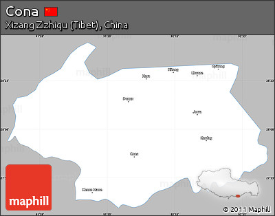 Gray Simple Map of Cona, single color outside