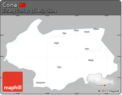 Gray Simple Map of Cona, single color outside