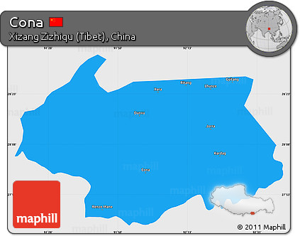 Political Simple Map of Cona, single color outside