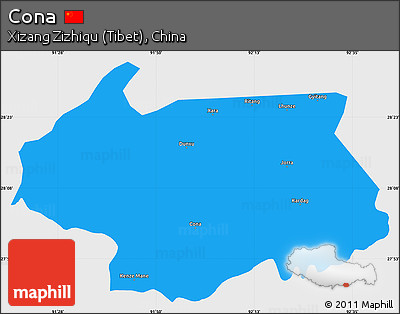 Political Simple Map of Cona, single color outside