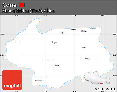 Silver Style Simple Map of Cona, single color outside