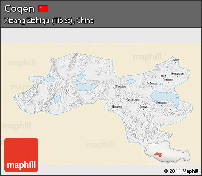 Classic Style 3D Map of Coqen, single color outside