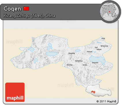Classic Style 3D Map of Coqen, single color outside