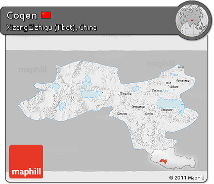 Gray 3D Map of Coqen, single color outside