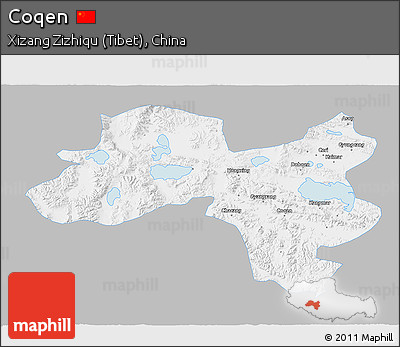 Gray 3D Map of Coqen, single color outside