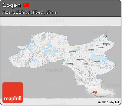 Gray 3D Map of Coqen, single color outside