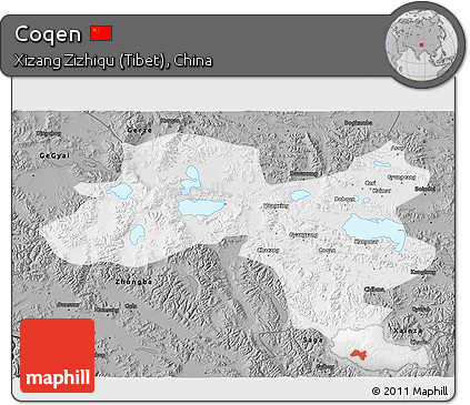 Physical 3D Map of Coqen, darken, desaturated