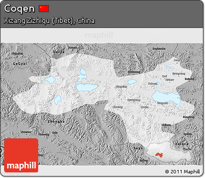Physical 3D Map of Coqen, darken, desaturated