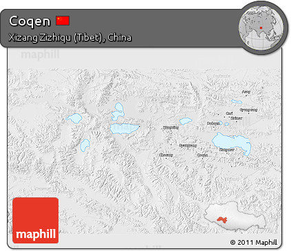 Physical 3D Map of Coqen, lighten, desaturated
