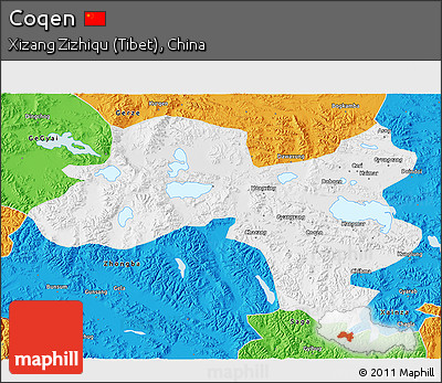 Physical 3D Map of Coqen, political outside