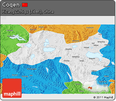 Physical 3D Map of Coqen, political outside