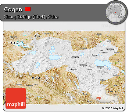 Physical 3D Map of Coqen, satellite outside