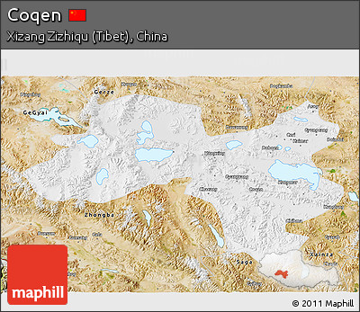 Physical 3D Map of Coqen, satellite outside