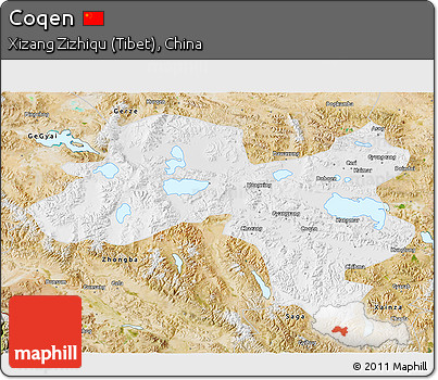 Physical 3D Map of Coqen, satellite outside