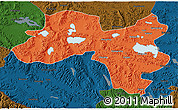 Political 3D Map of Coqen, darken