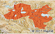 Political 3D Map of Coqen, satellite outside