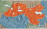 Political 3D Map of Coqen, semi-desaturated