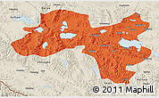 Political 3D Map of Coqen, shaded relief outside