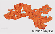 Political 3D Map of Coqen, single color outside