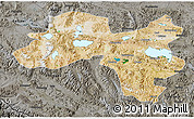 Satellite 3D Map of Coqen, darken, semi-desaturated