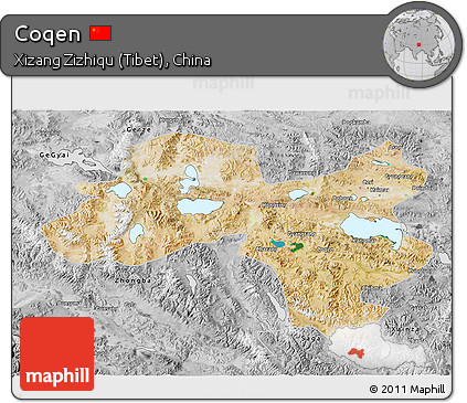 Satellite 3D Map of Coqen, desaturated