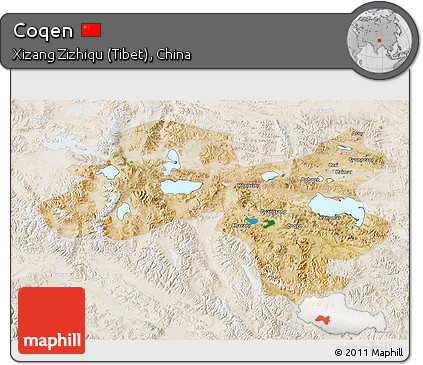 Satellite 3D Map of Coqen, lighten