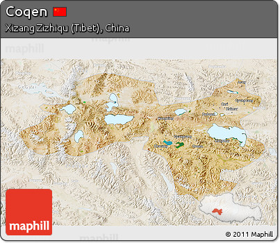Satellite 3D Map of Coqen, lighten