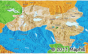 Satellite 3D Map of Coqen, political outside