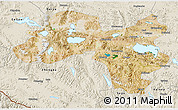 Satellite 3D Map of Coqen, shaded relief outside