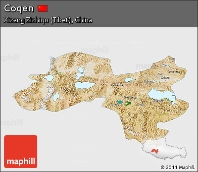 Satellite 3D Map of Coqen, single color outside
