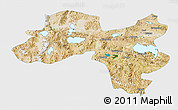 Satellite 3D Map of Coqen, single color outside