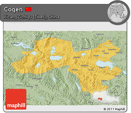 Savanna Style 3D Map of Coqen