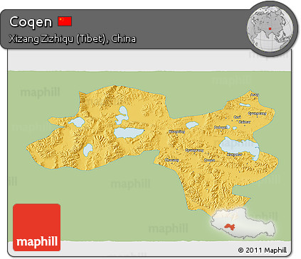 Savanna Style 3D Map of Coqen, single color outside