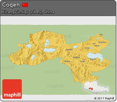 Savanna Style 3D Map of Coqen, single color outside