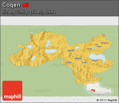 Savanna Style 3D Map of Coqen, single color outside