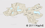 Shaded Relief 3D Map of Coqen, cropped outside