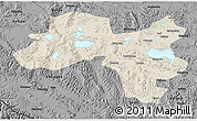 Shaded Relief 3D Map of Coqen, darken, desaturated