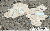 Shaded Relief 3D Map of Coqen, darken