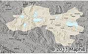 Shaded Relief 3D Map of Coqen, darken, semi-desaturated