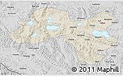 Shaded Relief 3D Map of Coqen, desaturated