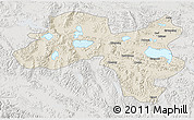 Shaded Relief 3D Map of Coqen, lighten, semi-desaturated