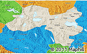 Shaded Relief 3D Map of Coqen, political outside