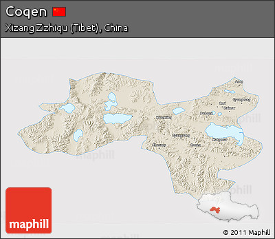 Shaded Relief 3D Map of Coqen, single color outside