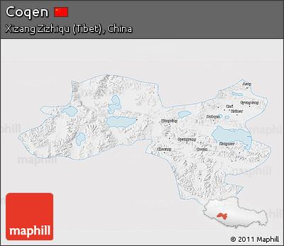 Silver Style 3D Map of Coqen, single color outside