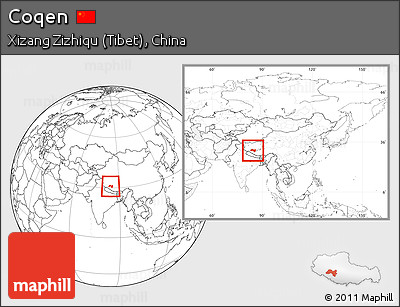 Blank Location Map of Coqen, within the entire country