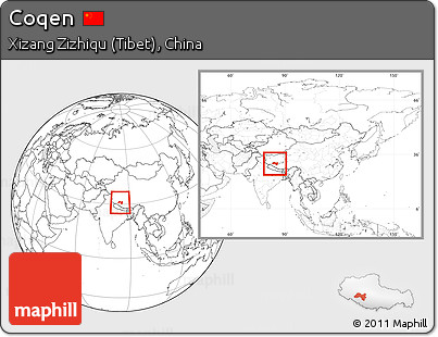 Blank Location Map of Coqen, within the entire country