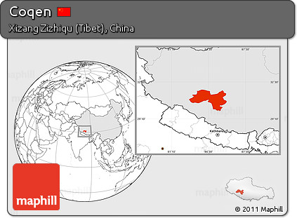 Blank Location Map of Coqen, highlighted country